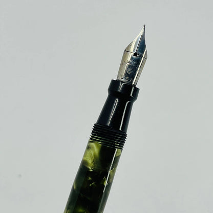 Vtg CROWN Jade Green Marble Celluloid Fountain Pen SB8-5