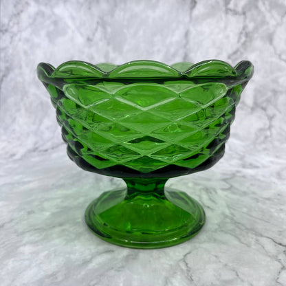 1960s Large Indiana Glass Green Pedestal Compote Dish Colony 5.5x6.5" TA2