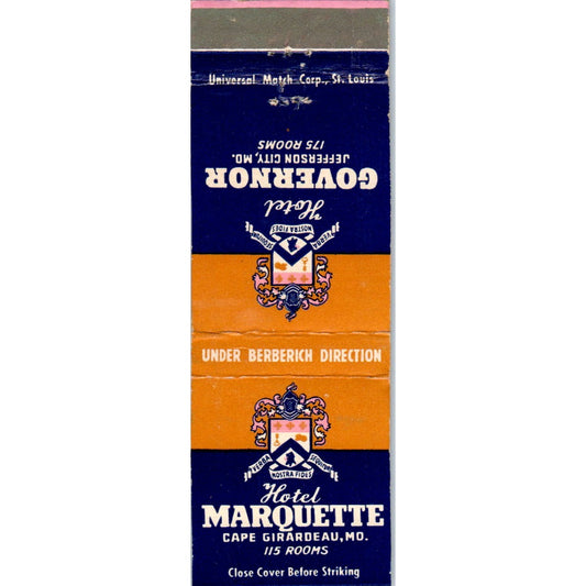 Hotel Marquette Cape Girardeau MO Advertising Matchbook Cover MM9-2