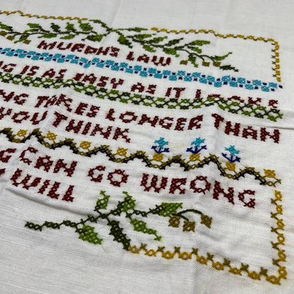 Vintage Bucilla Needlecraft 3520 Murph’s Law Sampler COMPLETE READY TO FRAME TC1