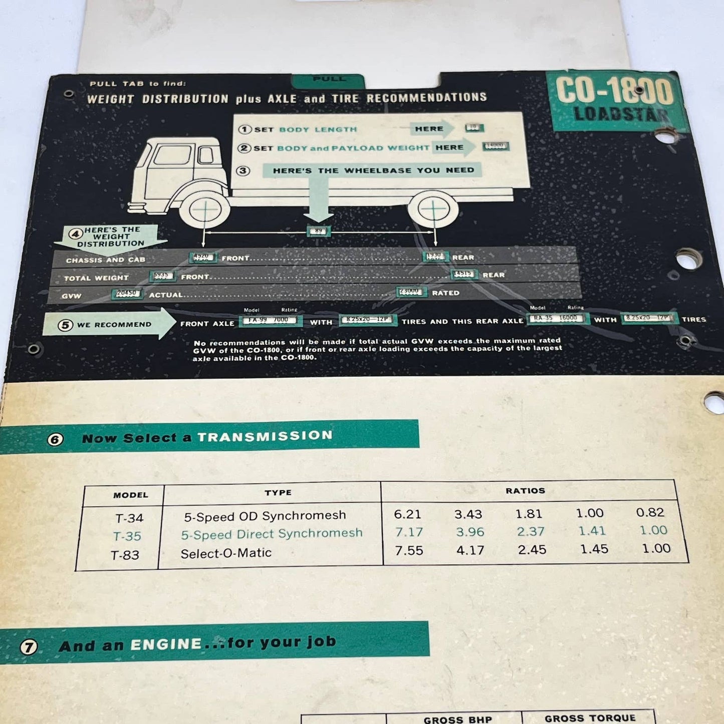 1963 IH Loadstar CO-1800 Tractor Selector Weight Distribution Calculator TF8