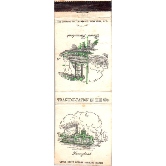 Transportation in the 90's Ferry Boat River Steamboat Matchbook Cover SA9-M9