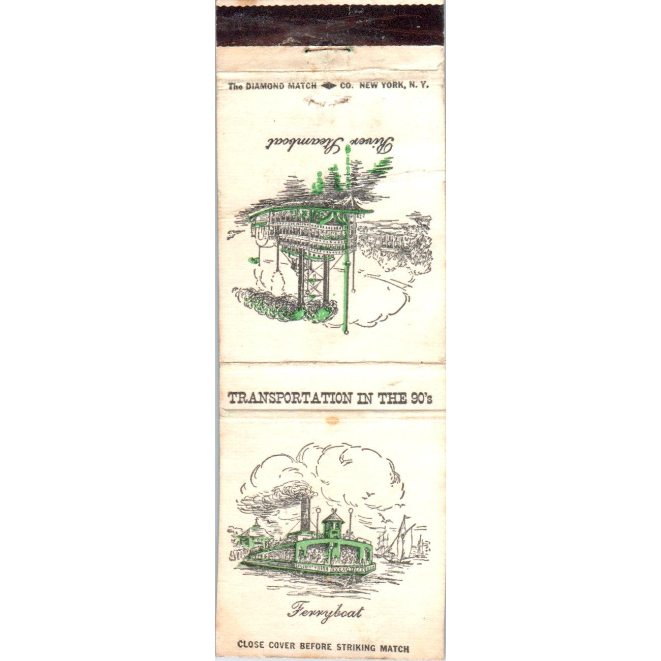 Transportation in the 90's Ferry Boat River Steamboat Matchbook Cover MM9-2