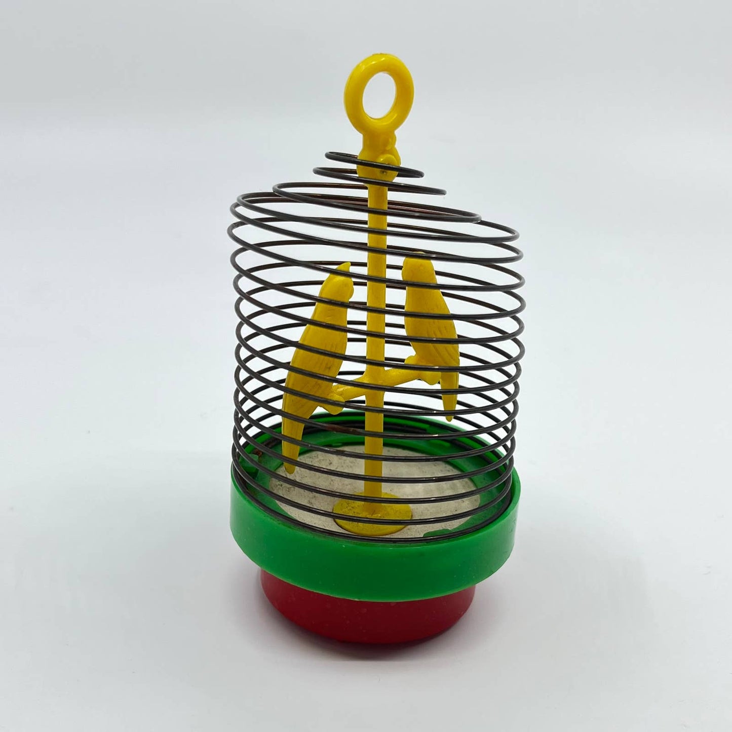 Vintage Chirping Bird Cage Hanging Novelty Christmas Ornament Made in USA 4” TE1