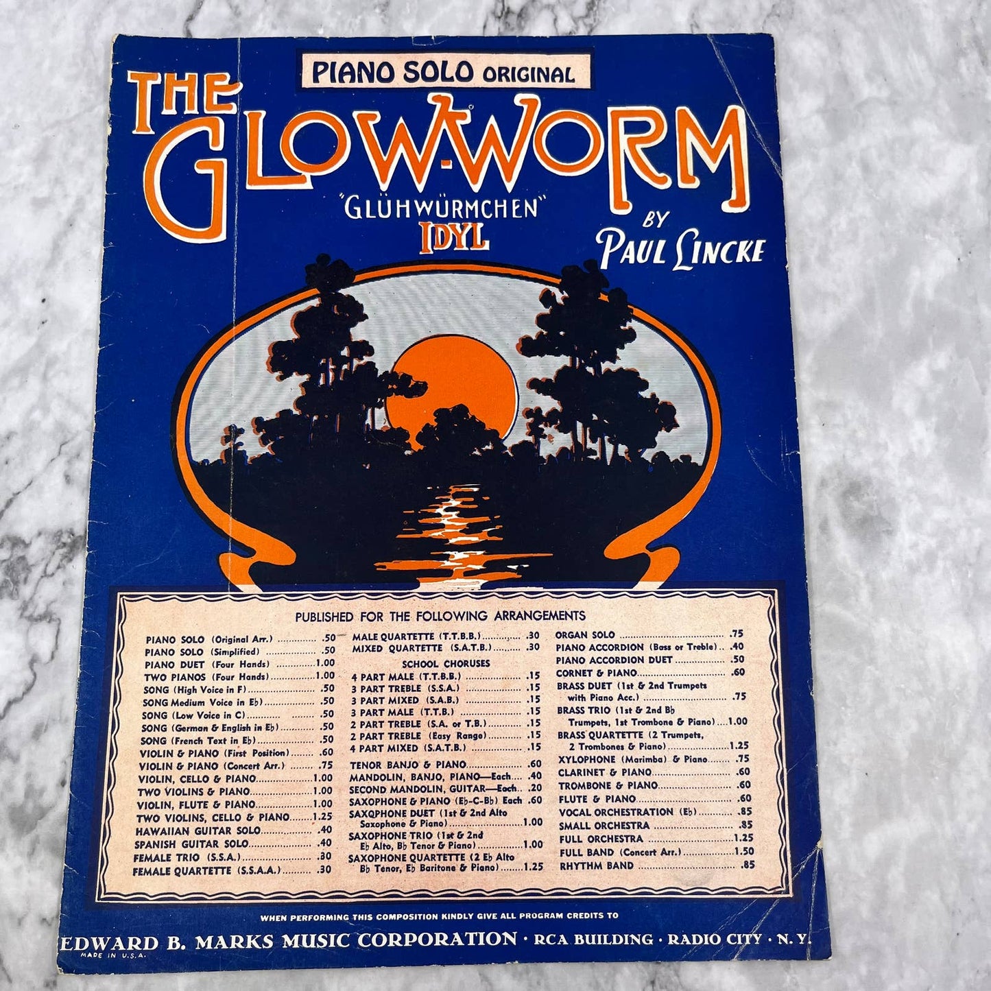 Vintage 1932 The Glow Worm Gluhwurmchen Sheet Music Original Piano Solo TH1