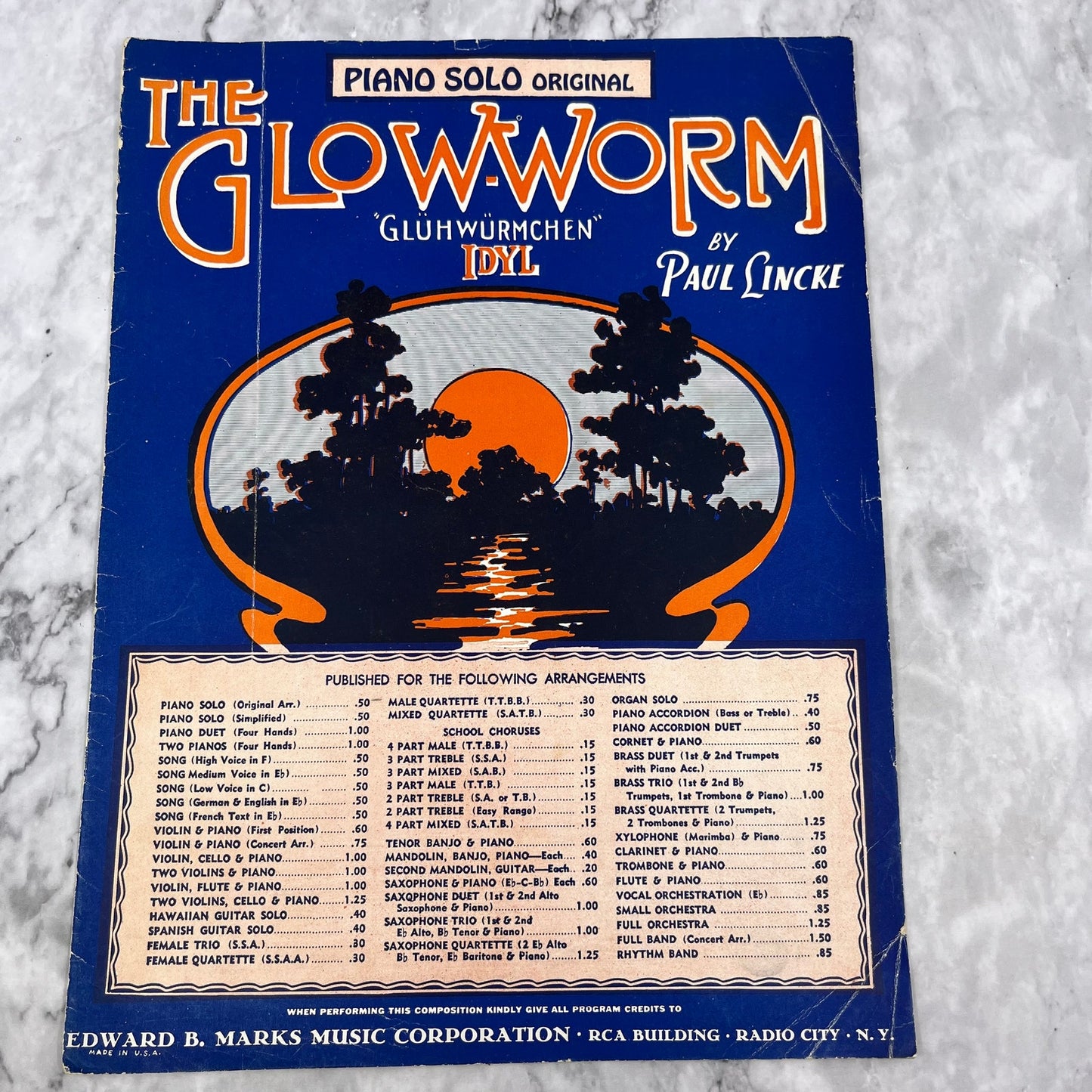 Vintage 1932 The Glow Worm Gluhwurmchen Sheet Music Original Piano Solo V42-4