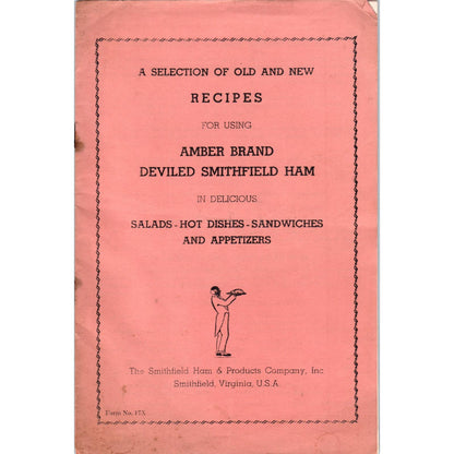 Vintage Recipe Booklet Amber Brand Deviled Smithfield Ham Cookbook SE3