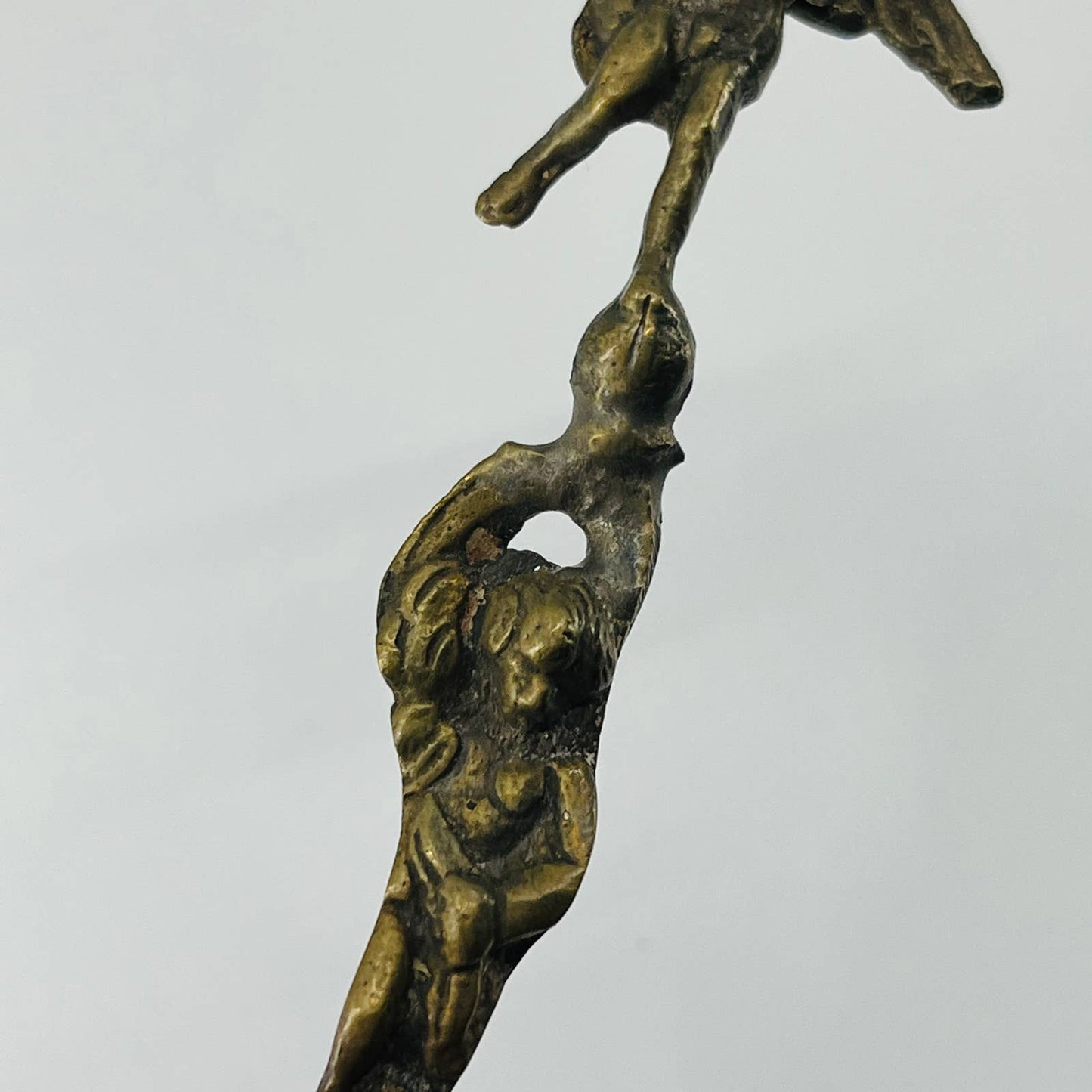 Antique Italian Brass Long Angel Stirring Spoon 7.5” SB3