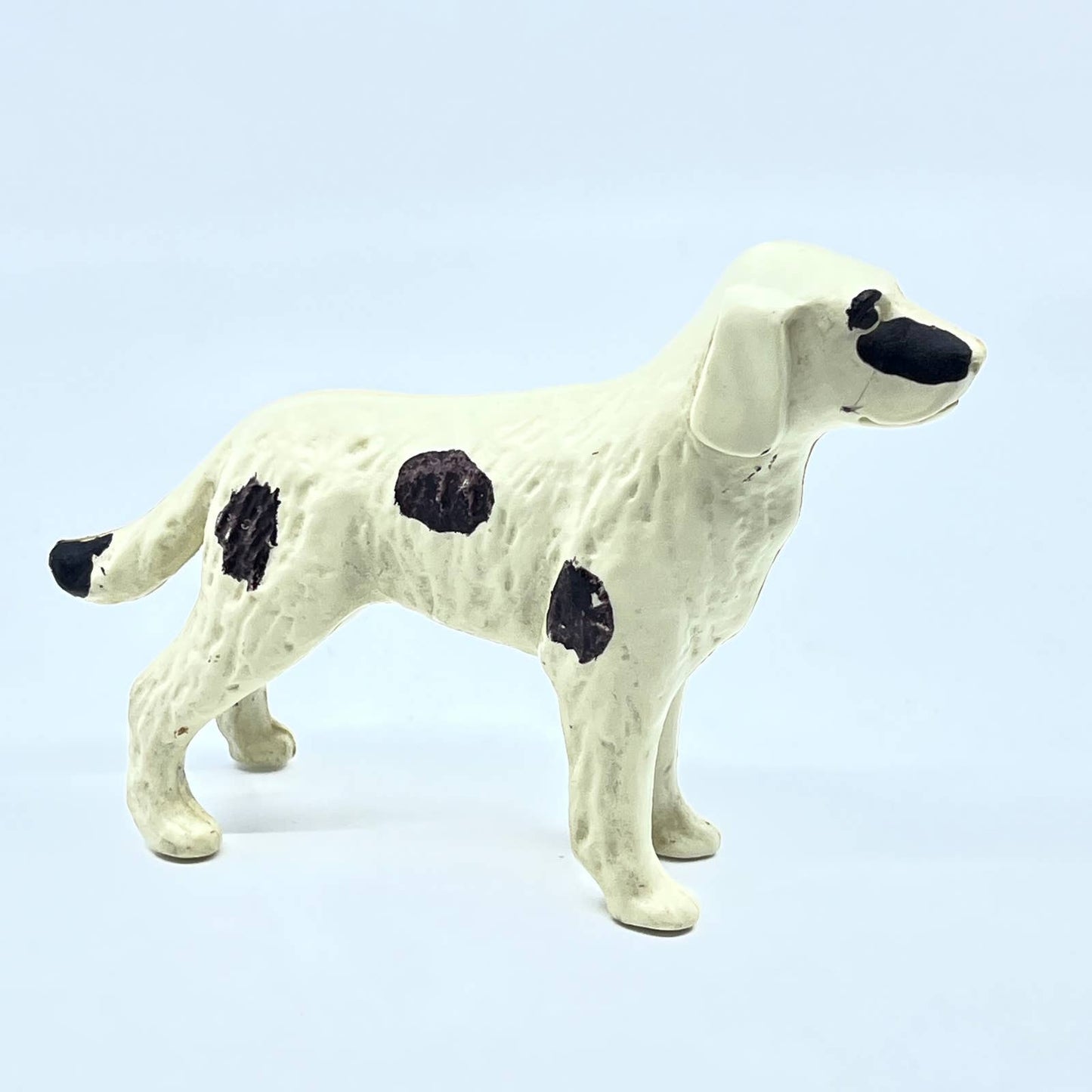 Vtg English Setter Black White Hand Painted Celluloid Dog Figure Toy 5" SD7