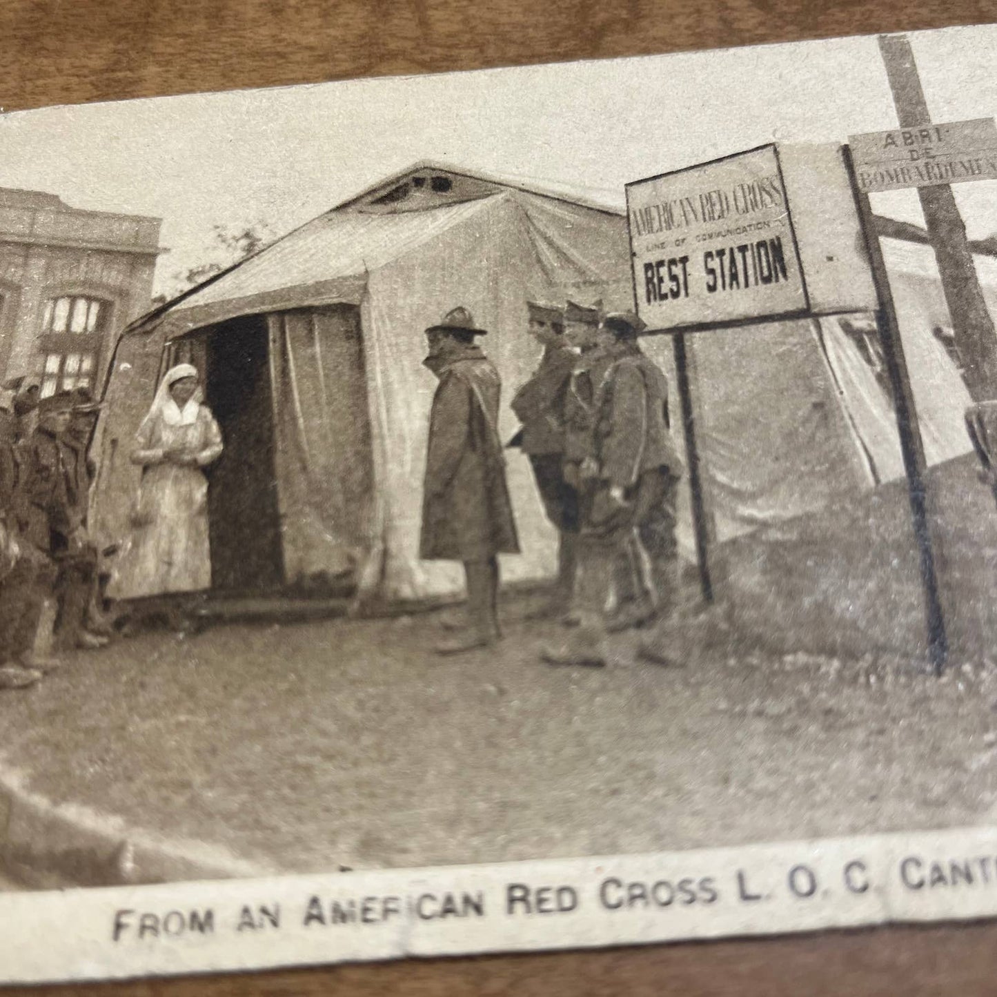 Antique 1918 RPPC Postcard WWI Red Cross LOC Canteen in France PA1