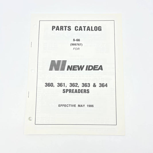 Original New Idea 360 361 362 363 364 Spreaders 5/86 Parts Catalog S-66 TB9