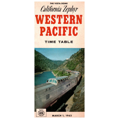 1963 Vista-Dome California Zephyr Western Pacific RR Passenger Timetables SE4