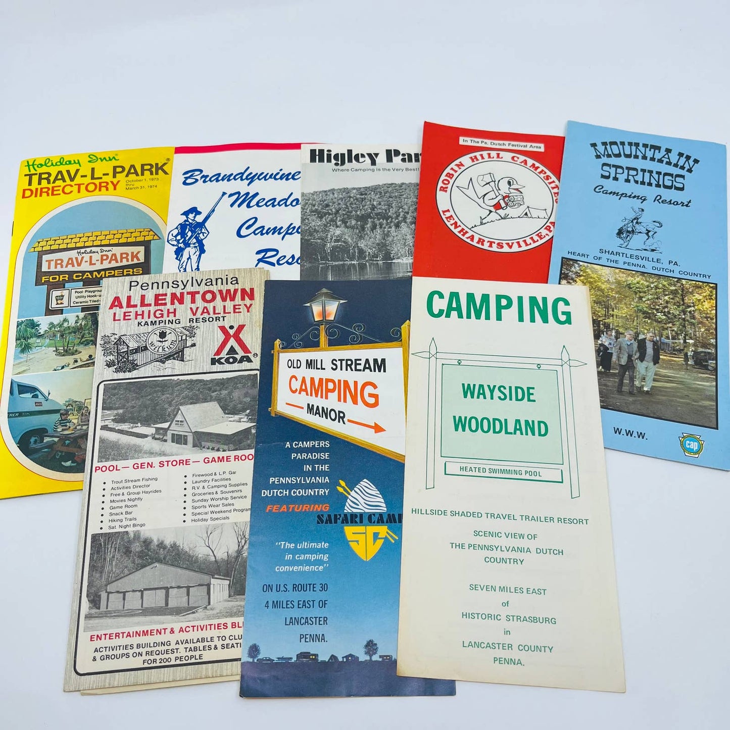 1970s Lot of 8 Pennsylvania Tourist  Camping Brochures Flyers SC1