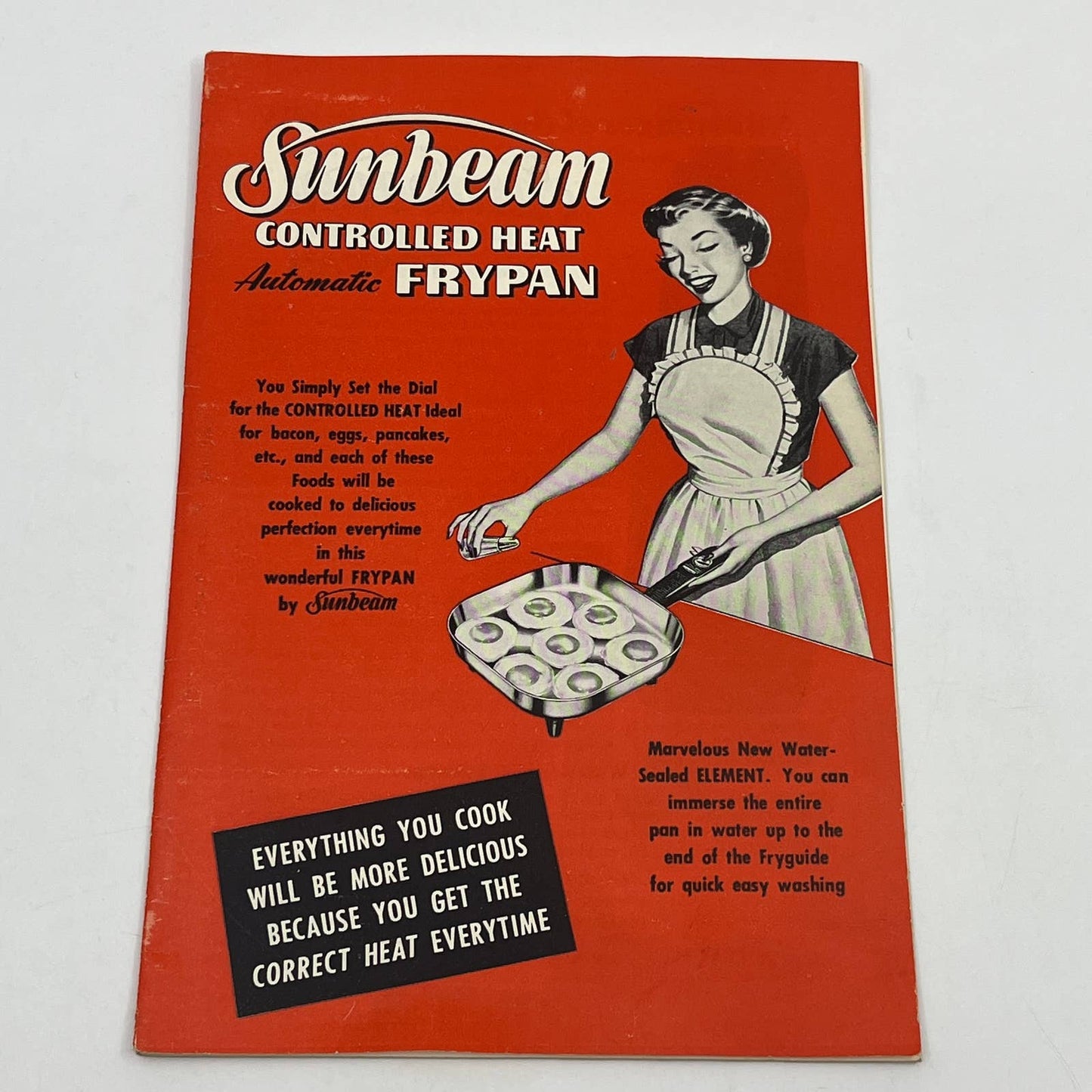 1953 Sunbeam Controlled Heat Automatic Frypan Manual Cookbook w/ Inserts TG6