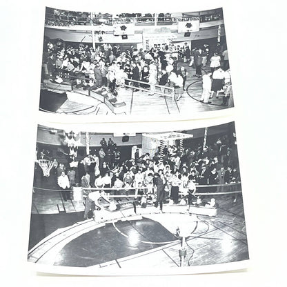 1950s Christmas Party Photograph Gymnasium Rides Santa Set of 2 - 5x7" AB7