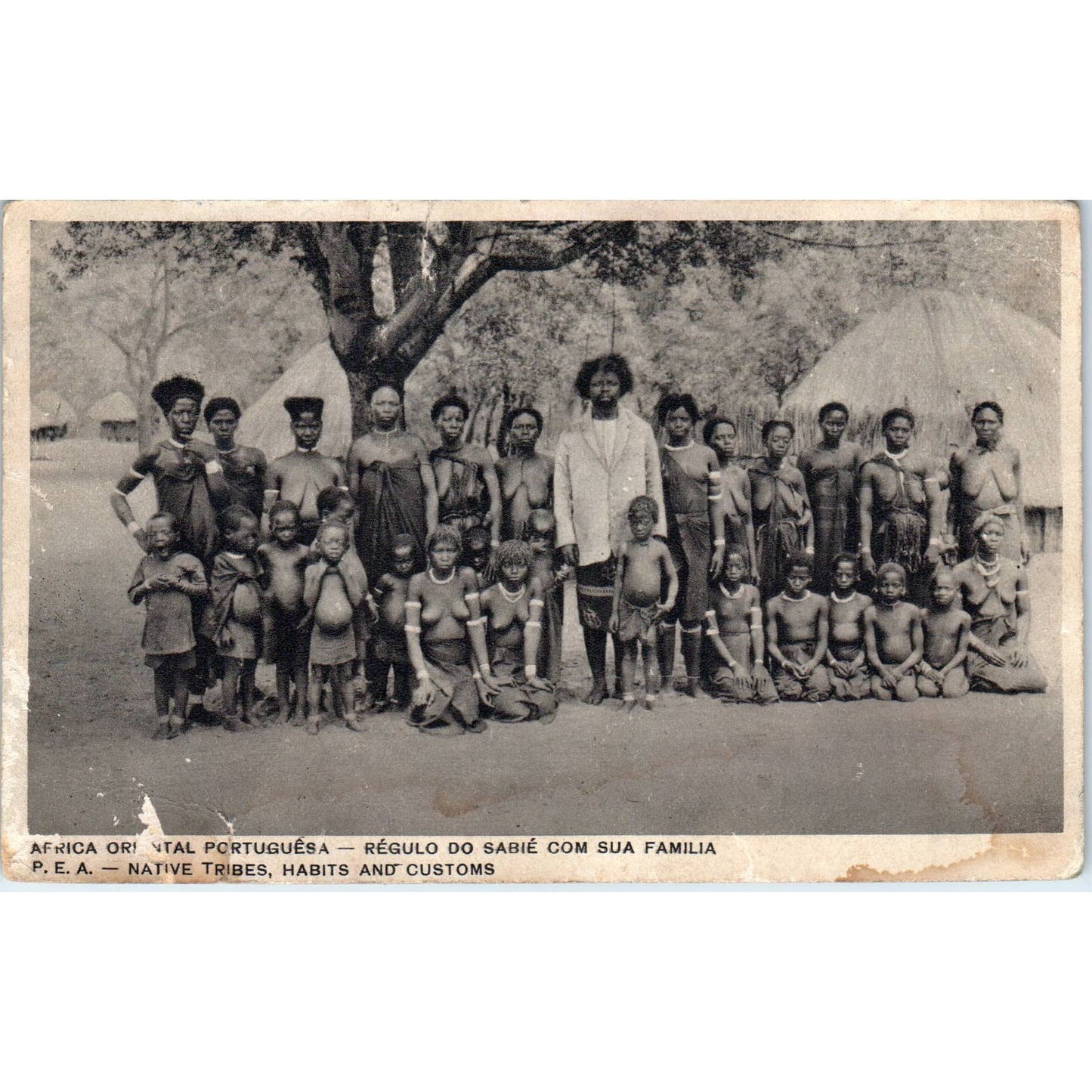 Vintage Postcard Africa Oriental Portuguesa Native Tribe Group Photo SE5