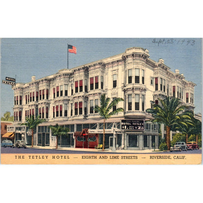 Hotel Tetley Riverside California 1943 - Original Postcard TJ7-RP2