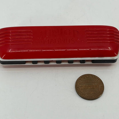 1940s Art Deco Magnus Junior Red Plastic Toy Harmonica Newark N.J. SC4