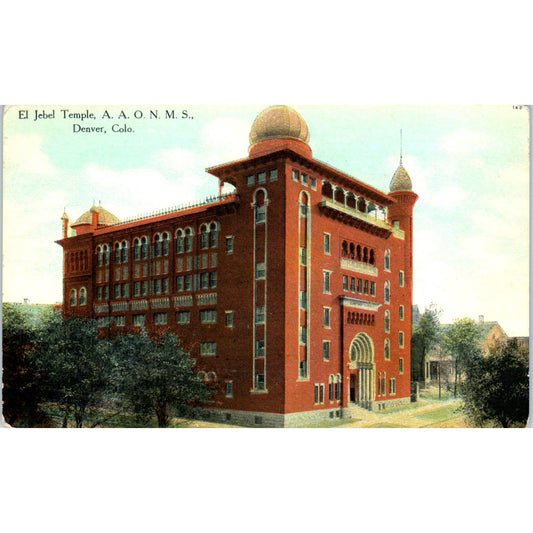 El Jebel Temple A.A.O.N.M.S. Denver Colorado Original Postcard TK1-29