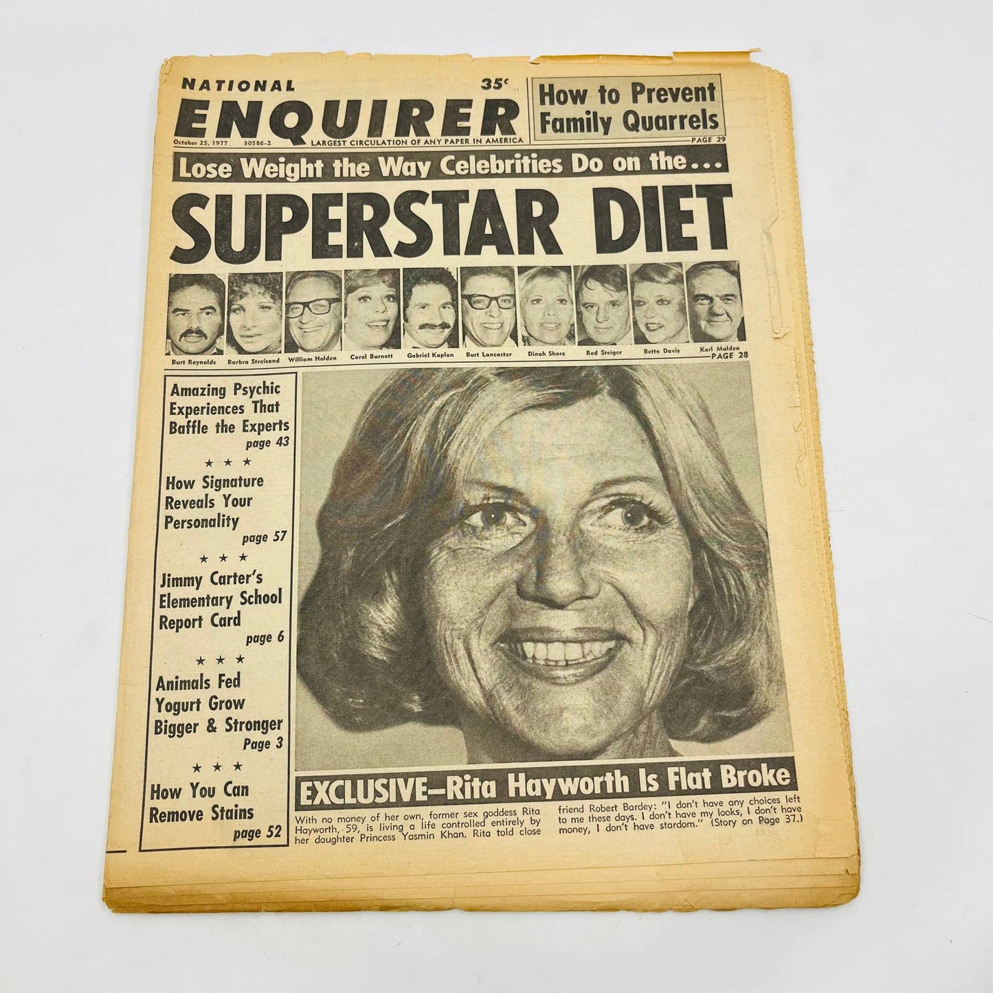 National Enquirer 1977 Rita Hayworth Superstar Diet Jimmy Carter Cold War FL2