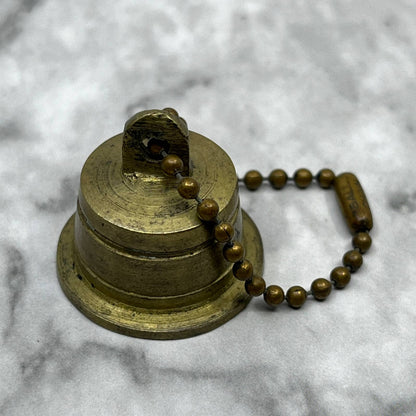 Vintage Etched Brass Bell of Sarna Keychain 1" India SA2