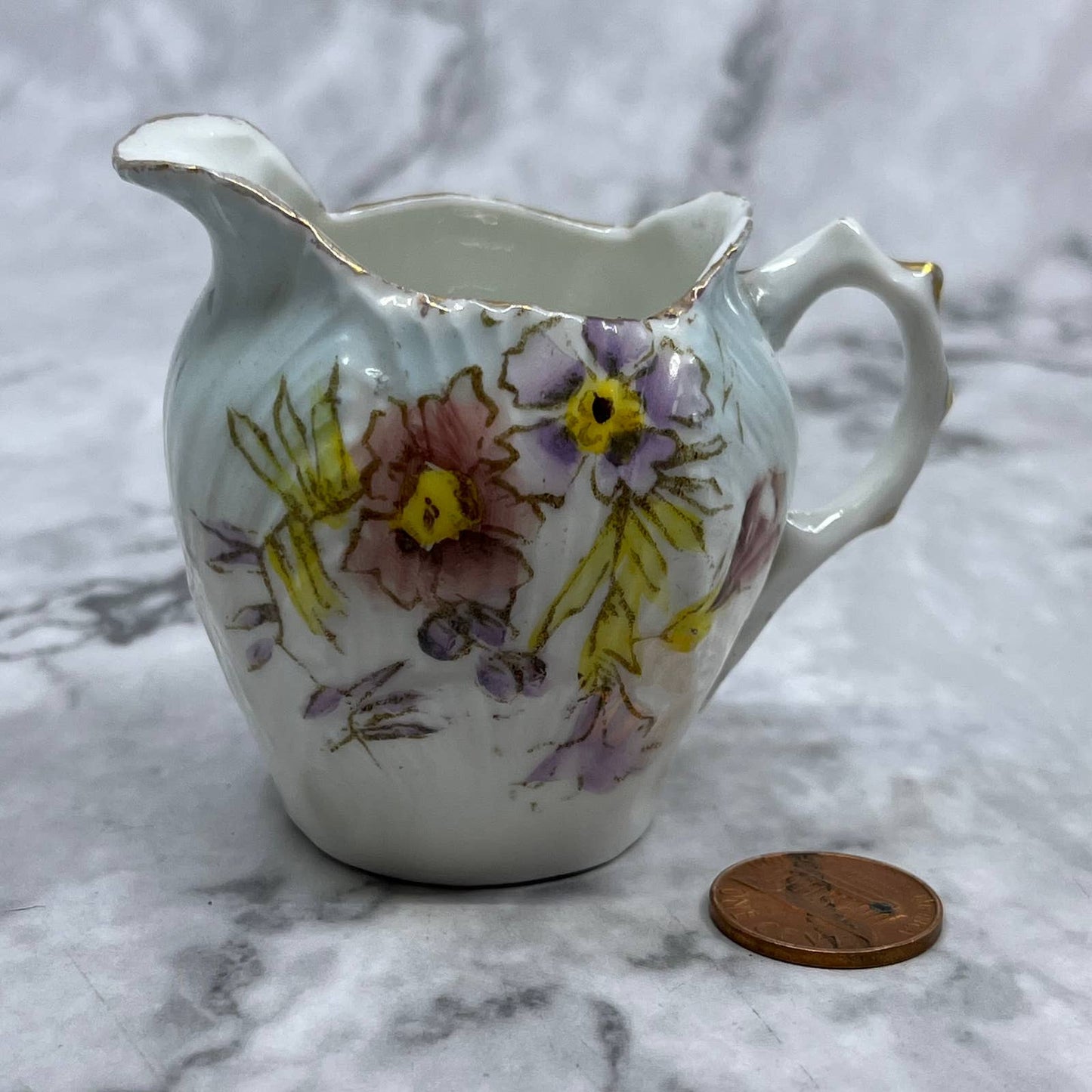 Vintage Porcelain Hand Painted Flower Creamer Doll Tea Party 2” TJ5