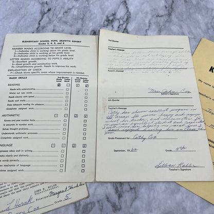 1959-65 Report Card Lot Gerry & Cathy Cox L.M. Henry Rialto CA EA4