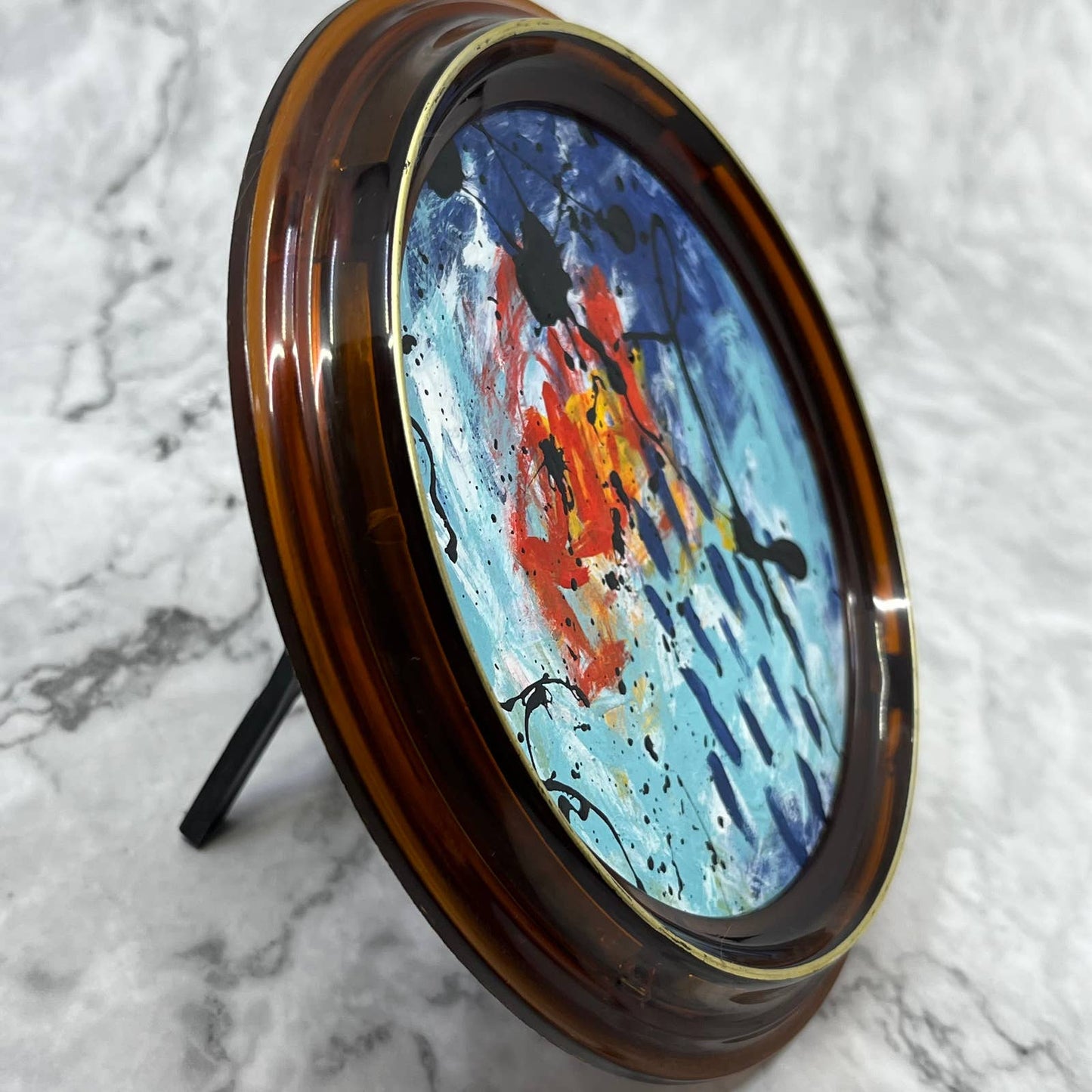 Original Framed Abstract Art Painting 6" It's Rainin' Ten With COA TF6