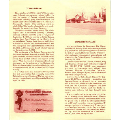 c1979 The Chesapeake Beach Railway Museum Travel Brochure North Beach MD AK3-6