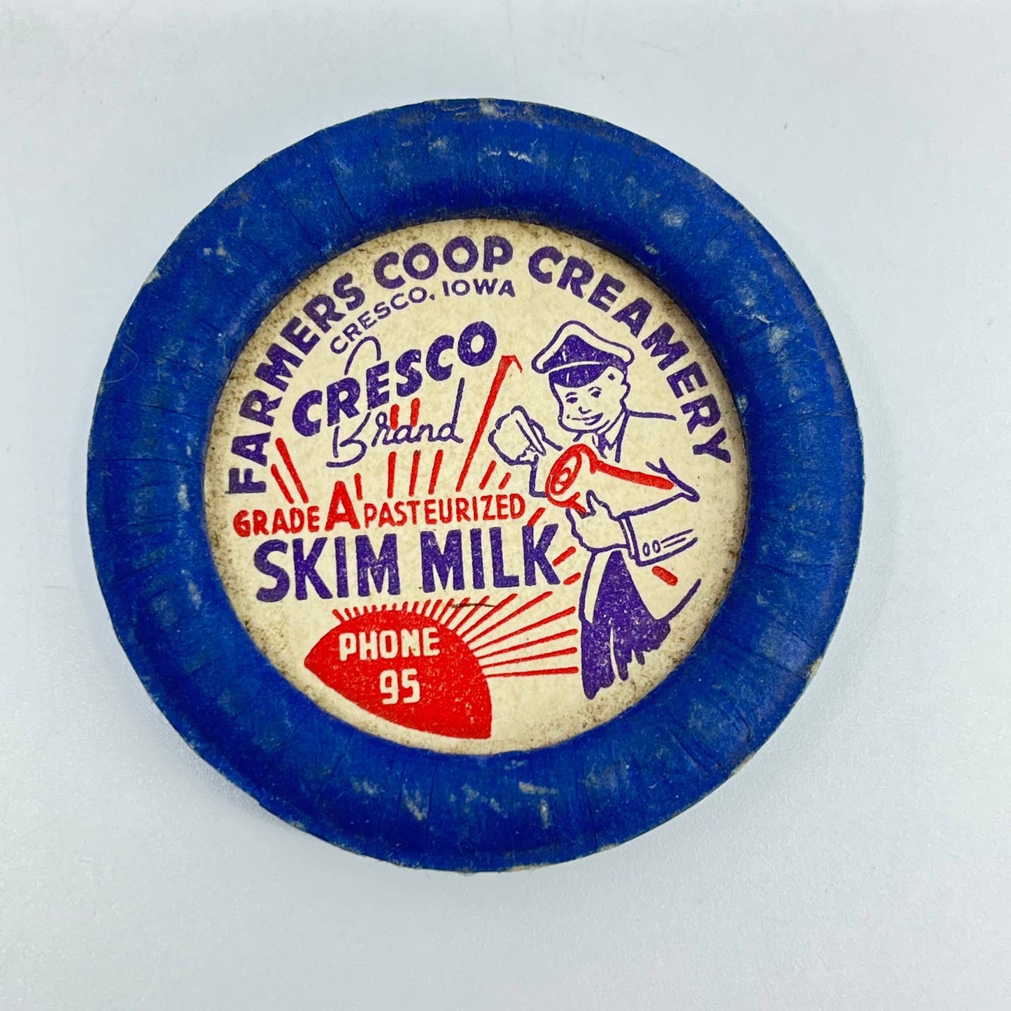 Vintage Milk Bottle Cap Farmers Co-Op Creamery Cresco IA SD4