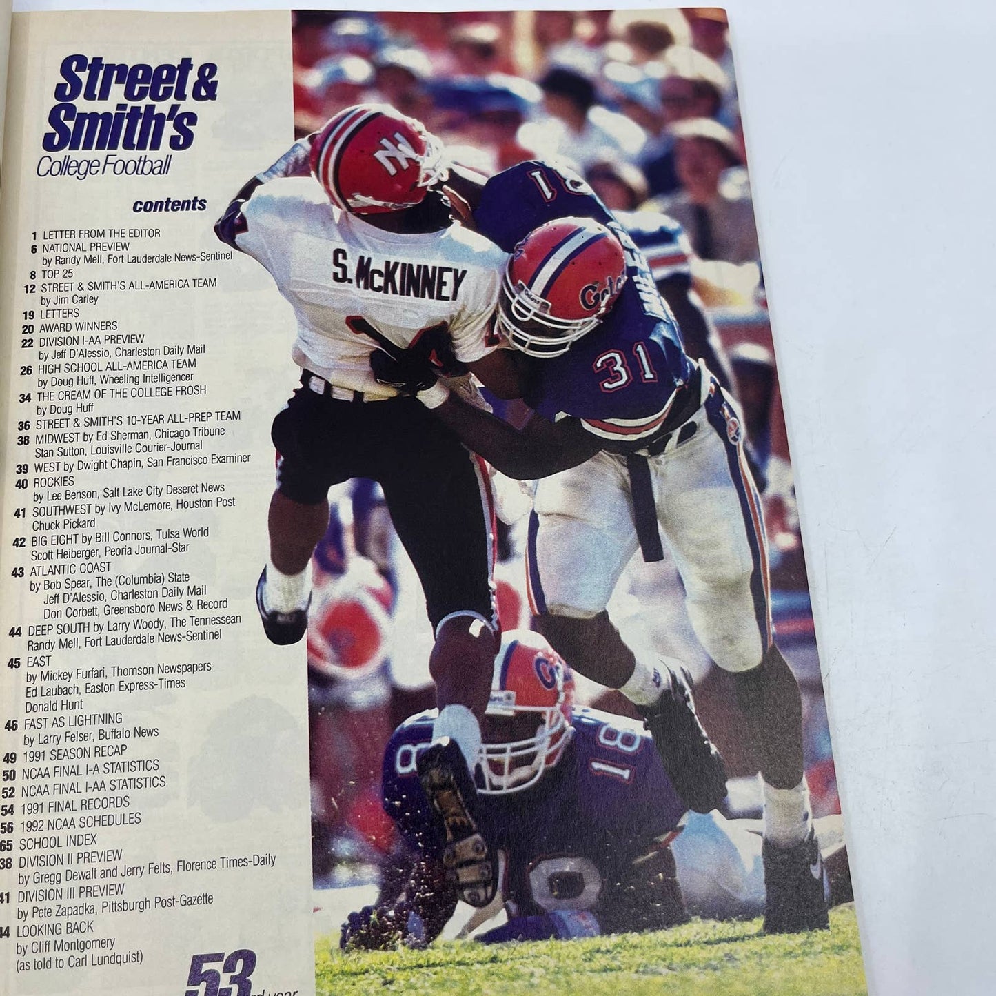 1992 Street & Smith’s College Football Yearbook Magazine Derek Brown NE TH3