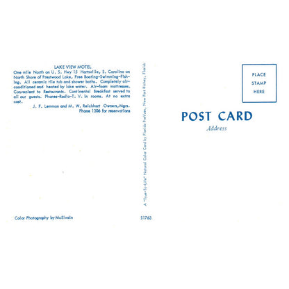 Lake View Motel Hwy 15 Harrisville SC JF Lemmon MW Reichhart - Postcard TJ8-1