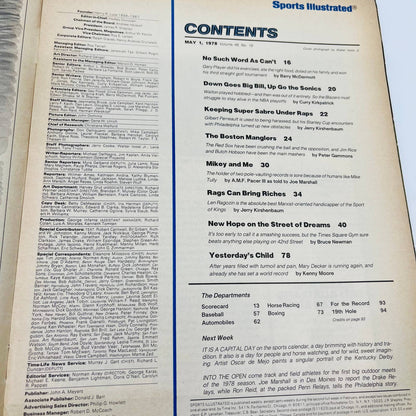 Sports Illustrated May 1, 1978 Three In A Row For Gary Player Golf BA1