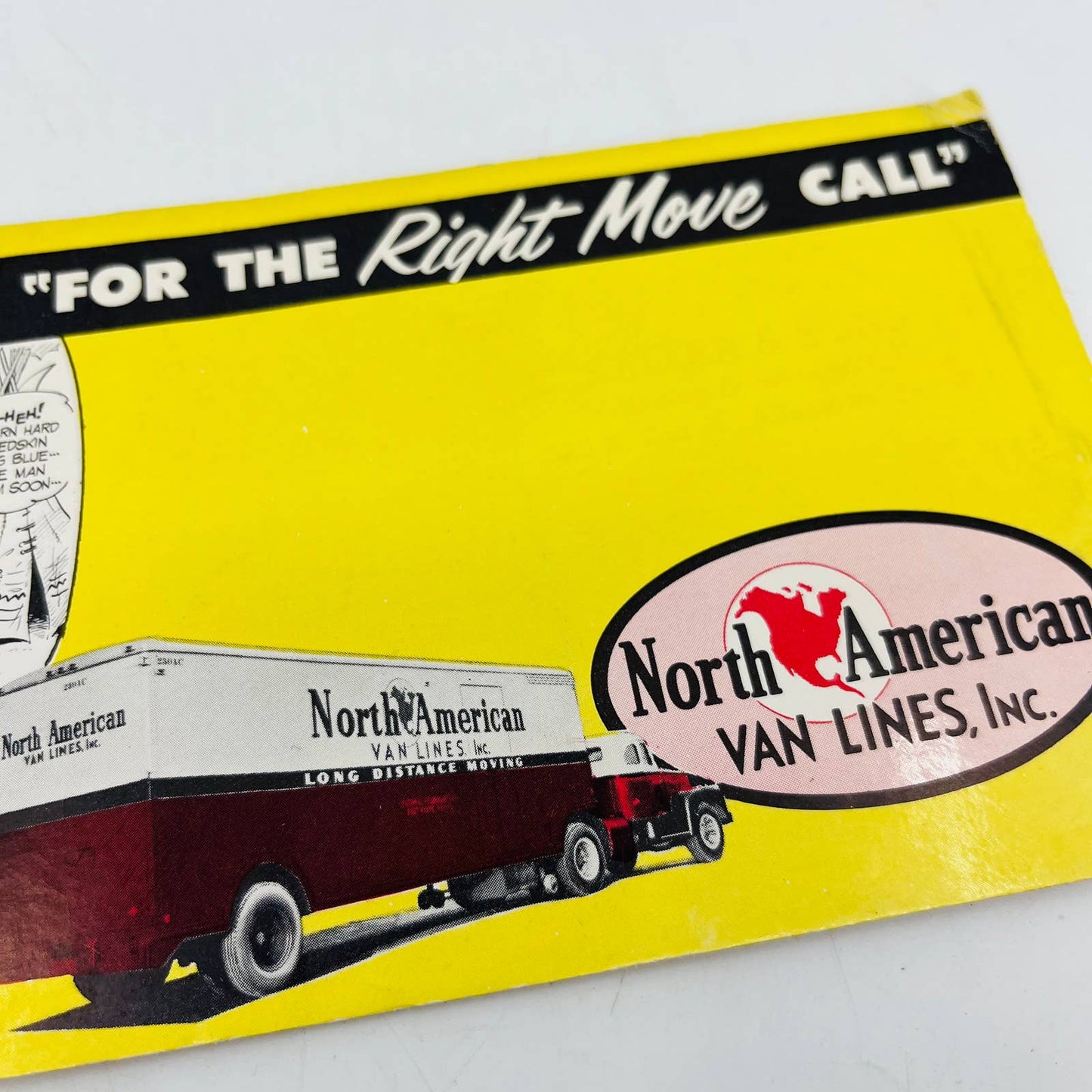 Vintage Advertising Blotter Card North American Van Lines Native American C5