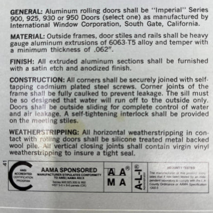 1970 International Window Corporation Imperial Series Advertising Leaflet AC8