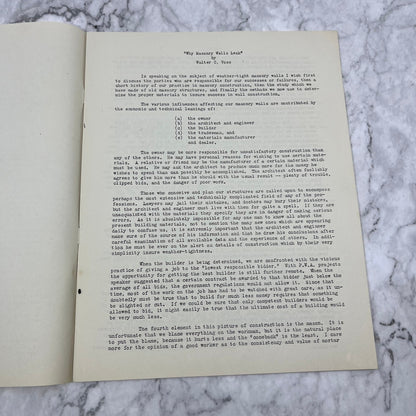 1938 Report Why Masonry Walls Leak Presentation Walter C. Voss L4-2