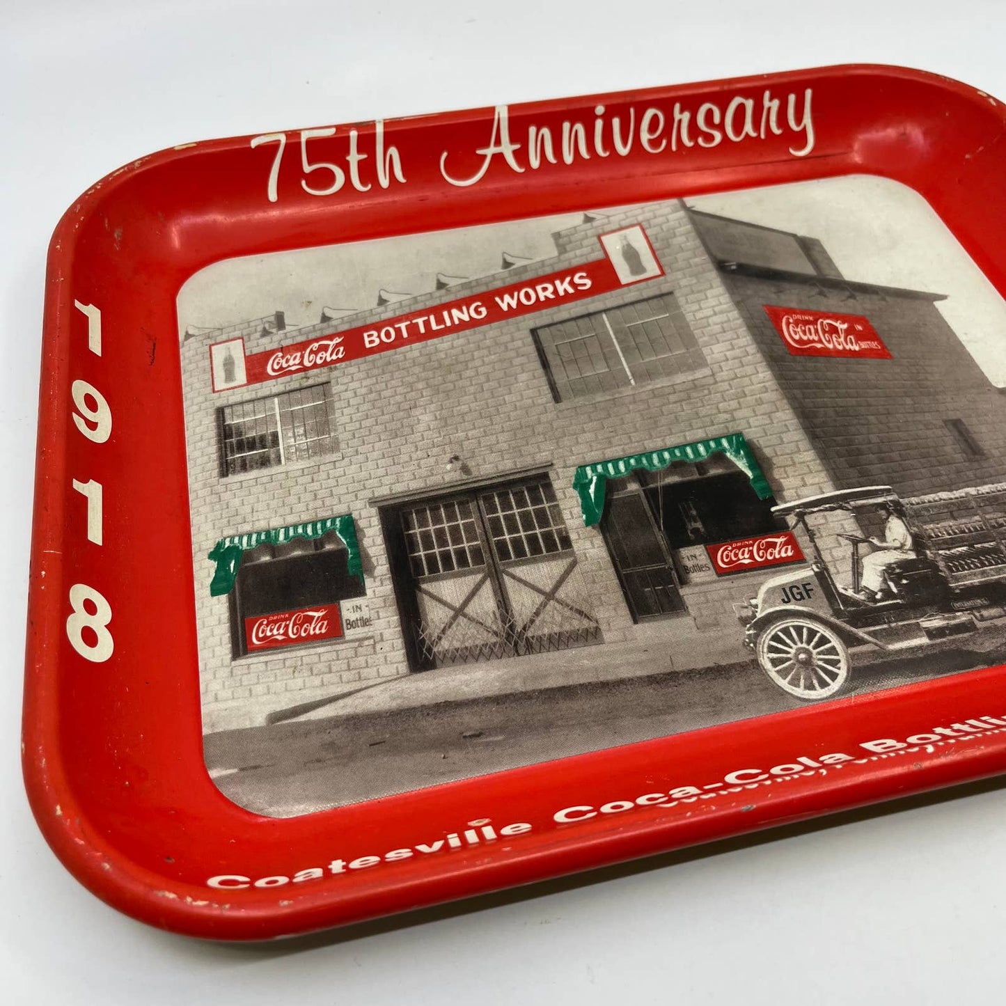 Coca-cola vintage red serving tray Coatesville Pa 1993 75th Anniversary TG4