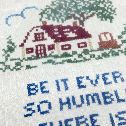 Vintage Original Framed Crewel Cross Stitch Sampler No Place Like Home 11x14 TE6