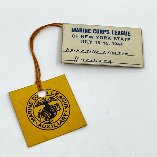 1944 WWII Marine Corps League Auxiliary New York Badge Katherine Lawton SC5