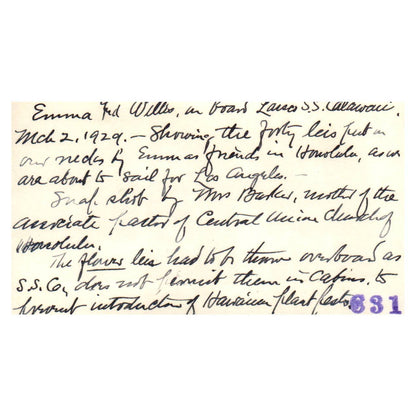 1929 Photo Emma & Willis R. Russ Aboard the SS Calawaii Los Angeles 2.5x4" SE4