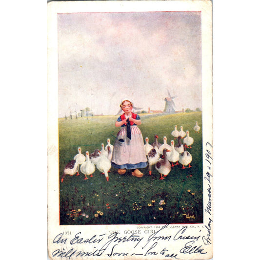 The Goose Girl 1907 Ullman Dutch Original Postcard TK1-22