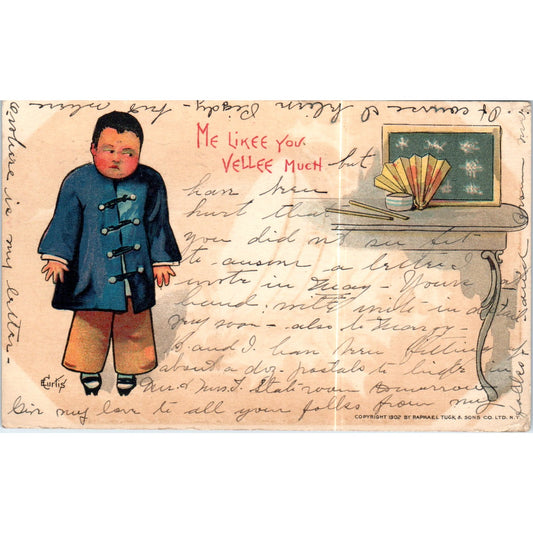 Me Likee You Vellee Much - E. Curtis Raphael Tuck Original Postcard P2-12