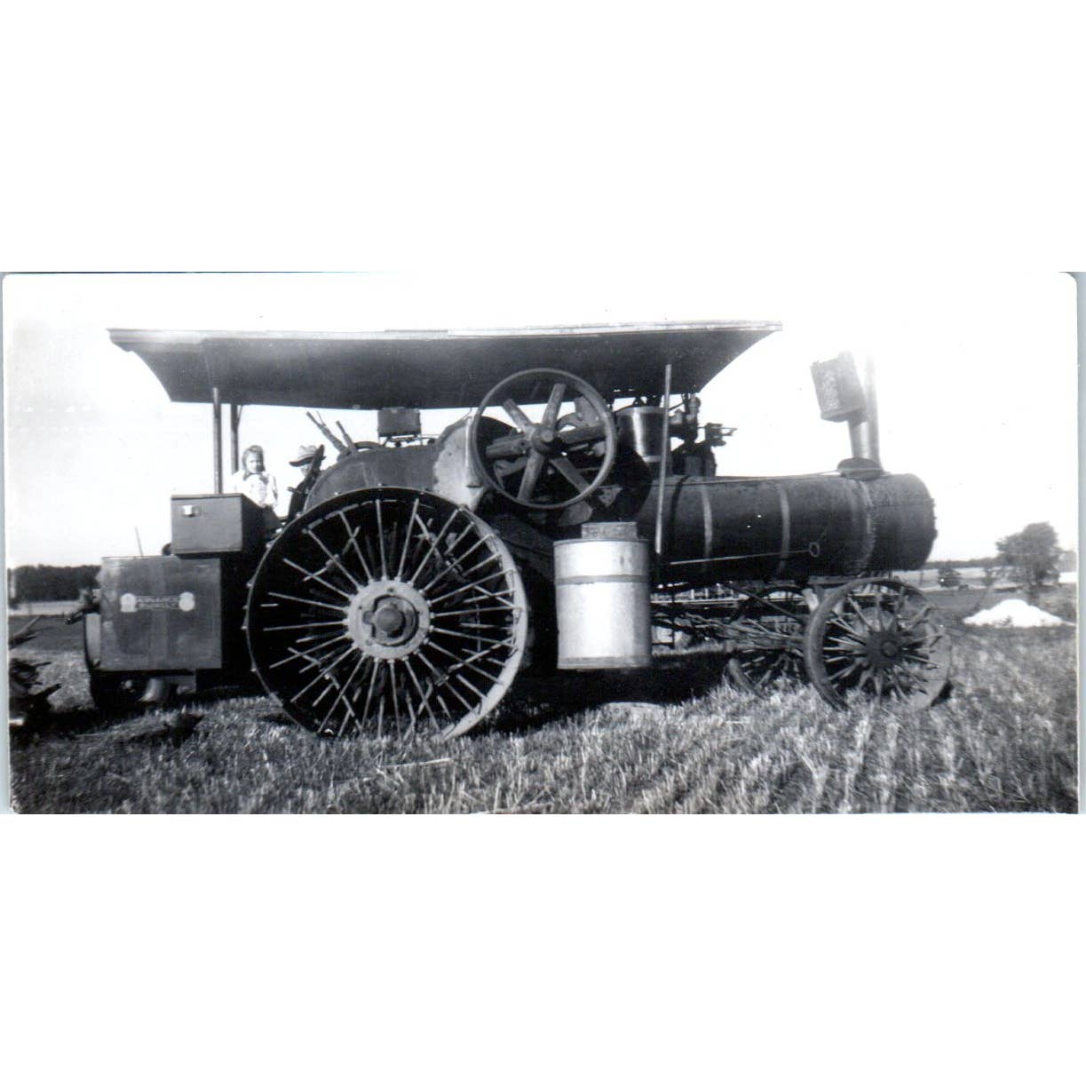 Antique Photograph Farmer Using Steam Powered Threshing Machine 2x4" SE5