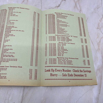 1968 Sears Employees Only Christmas Fashions Promo Leaflet Santa AB8