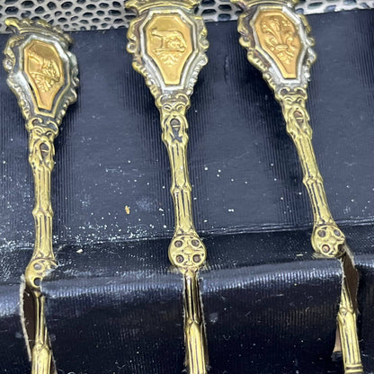 Vintage Brass Demitasse Espresso Coffee/Tea/sugar Spoons Italy Set of 6 TD1