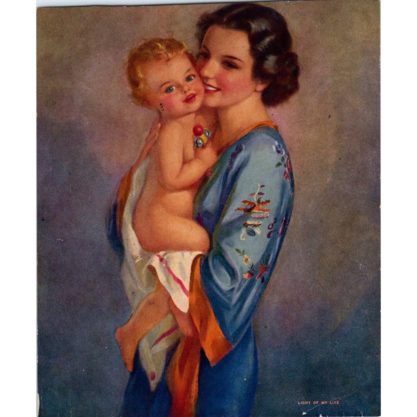 Vintage Art Print Light of My Life - Mother and Baby 6x7 TJ1-2