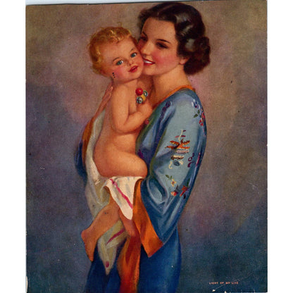 Vintage Art Print Light of My Life - Mother and Baby 6x7 TJ1-2