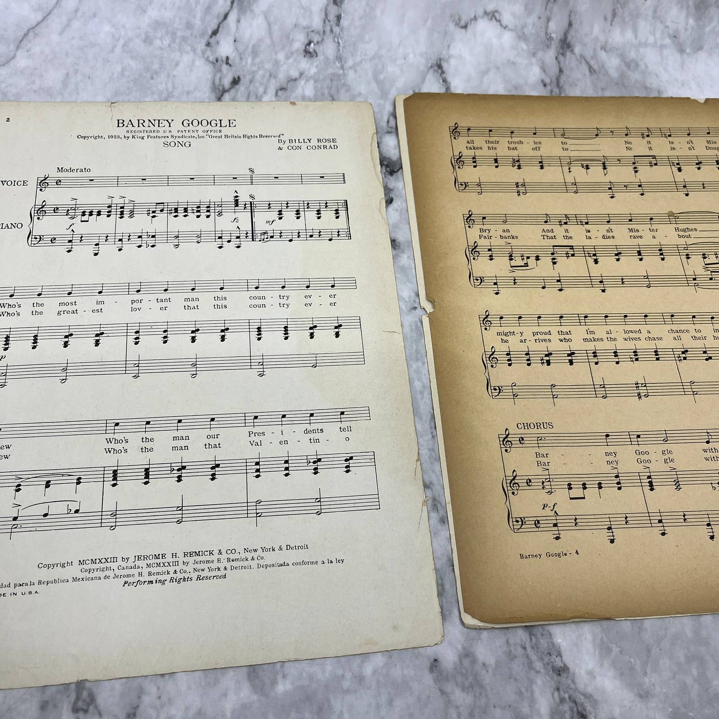 Barney Google Foxtrot Con Conrad DeBeck Cover 1923 Sheet Music TK2-SM3