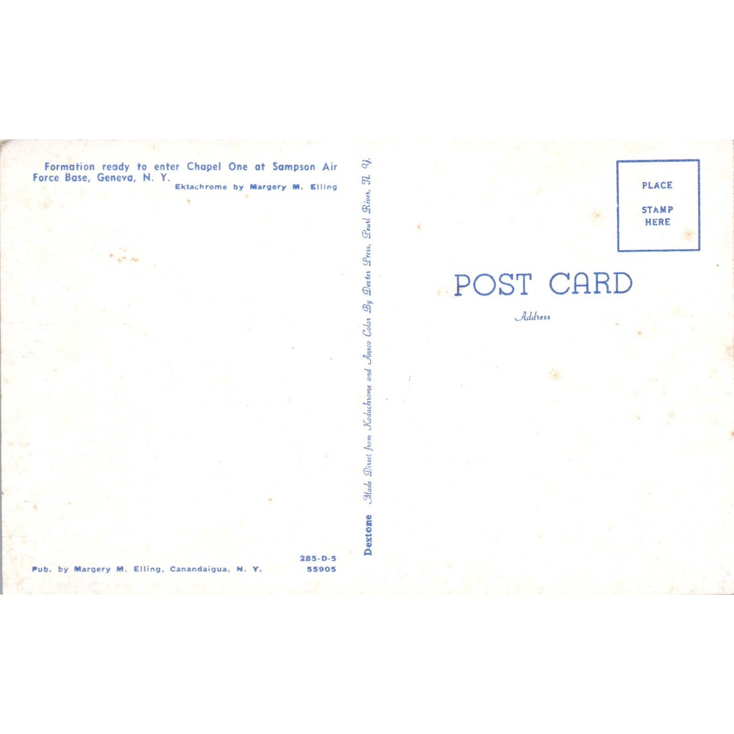 Chapel One Sampson Air Force Base Geneva NY - Original Postcard TJ7-RP1