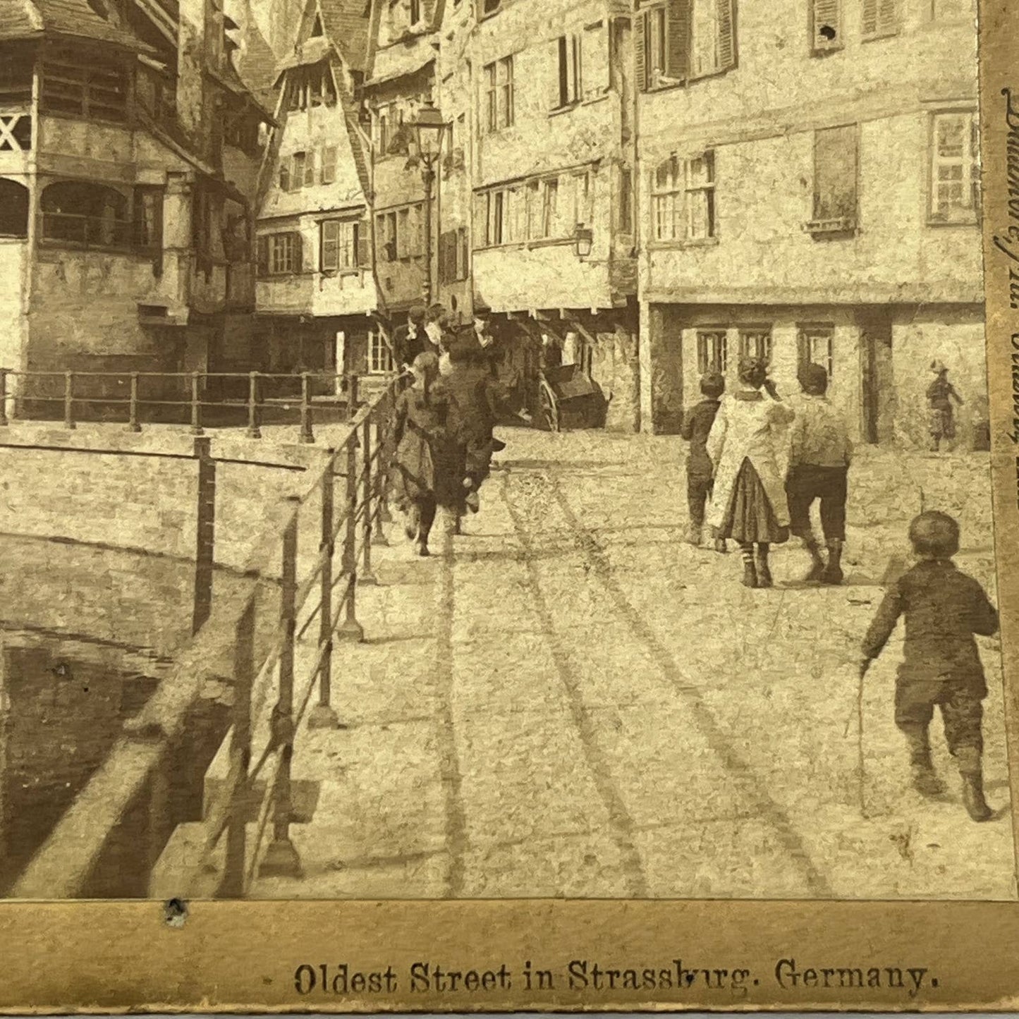 1890s Stereoview Card Oldest Street in Strasburg Germany TJ3